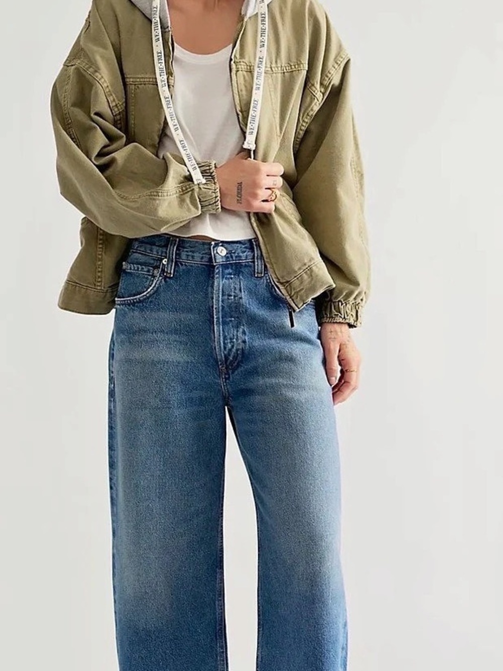 Citizens of Humanity Ayla Wide Leg Raw Hem Crop Jeans, Size 27